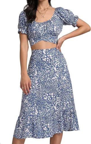 Vista 5 de LYANER Conjunto de 2 piezas para mujer con nudo y falda media