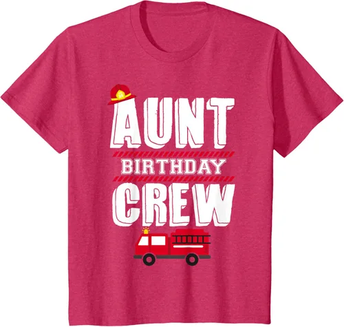 Vista 80 de Aunt Birthday Crew Fire Truck Fireman - Camiseta para fiesta de acogida, Negro, S