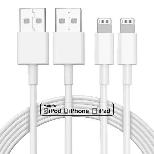 Vista 9 de Gyusity Paquete de 3 cables Lightning a USB de 1 pie con certificación MFi de Apple, cables de carga rápida de 1 pie para iPhone Blanco