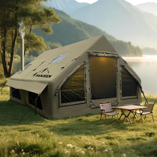 Vista 9 de Tienda de campaña inflable de lujo grande, resistente al viento y a la lluvia, interior de 12 ㎡, refugio para 2 a 10 personas, configuración rápida