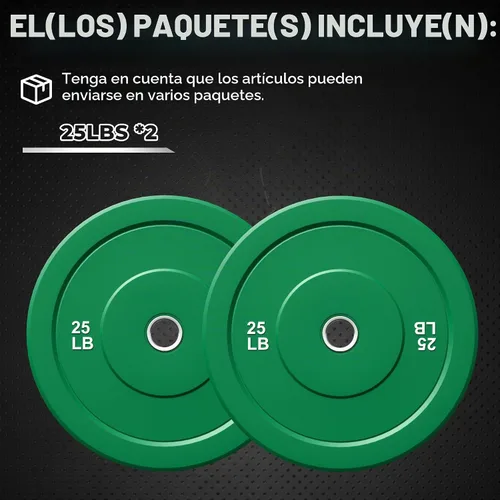Vista 8 de Discos de Peso con Parachoques de Colores Discos de Peso Olímpicos de 2 Pulgadas, Juego de Discos de Peso de Goma de 10/15/25/35 lb