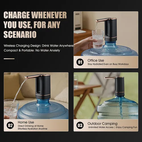 Vista 8 de Dispensador de agua de 5 galones para botella de 5 galones, dispensador de agua eléctrico - USB-C recargable, batería de 1200 mAh, portátil