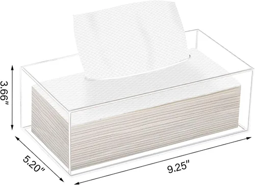 Vista 2 de Soporte de cubierta de caja de pañuelos de acrílico transparente para escritorio de encimera de tocador de baño
