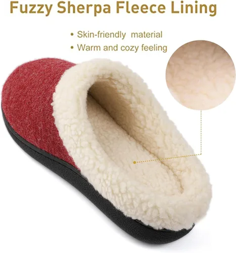 Vista 3 de Wishcotton Pantuflas de casa Sherpa con espuma viscoelástica para mujer para interiores y exteriores