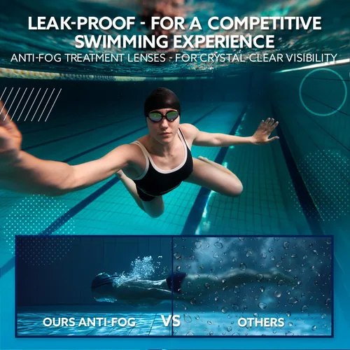 Vista 3 de KALA - Gafas de natación antivaho para adultos, gorro de natación y clip para la nariz incluidos, gafas de natación polarizadas UV, gafas