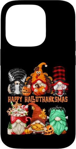 Vista 17 de iPhone 16 Halloween Thanksgiving Christmas Gnomes Happy Hallothanksmas Case