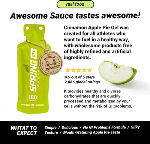 Vista 5 de Spring Gel energético: saludable, apto para el estómago, vegano Camote de manzana y canela Salsa impresionante Sin jarabe de arroz. Sin