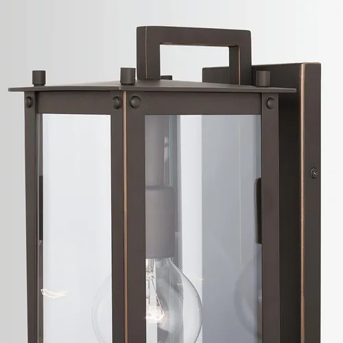 Vista 3 de Capital Lighting 934611OZ Hunt - Farol rectangular de pared para exteriores, cristal transparente, 1 luz de 100 vatios, 15 pulgadas de alto x 6
