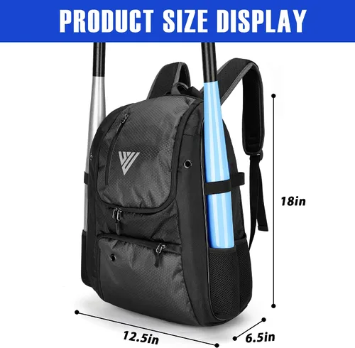 Vista 4 de DAREKUKU Mochila de béisbol juvenil, bolsa de sóftbol para niños y niñas, equipo y equipo transpirable de T-Ball y béisbol