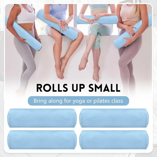 Vista 4 de Breling Paquete de 4 toallas de yoga calientes de 72 x 24 pulgadas, tapete de microfibra antideslizante, absorbente de sudor, suave, tapete esencial