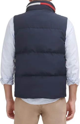 Vista 3 de Tommy Hilfiger Chaleco acolchado con cuello alto para hombre, medianochehielorojo, talla XXL, Medianochehielorojo, XXL