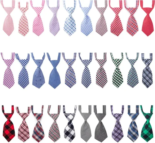 Vista 13 de Segarty Pajaritas para perros a granel, paquete de 40 lazos para perros, collares para cachorros, corbatines ajustables para perros pequeños, Varied