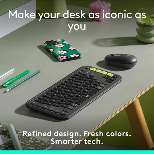 Vista 2 de Logitech POP ICON Keys Teclado Bluetooth inalámbrico, escritura cómoda, teclas programables, fácil de cambiar entre hasta 3 dispositivos