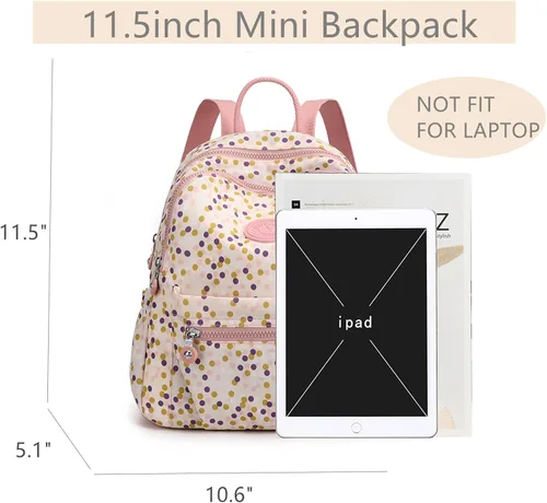 Vista 4 de Tanweibago Mini mochilas de nailon para mujer, mochilas pequeñas de 11L para mujer, mochila ligera casual para mujer, mochila de viaje de compras