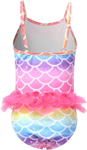 Vista 2 de Jxstar Trajes de baño de una pieza para niñas con falda con volantes