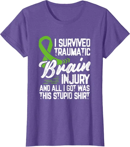 Vista 19 de Camiseta traumática con cinta verde para concienciación de lesiones cerebrales traumáticas I survived TBI, Negro, S