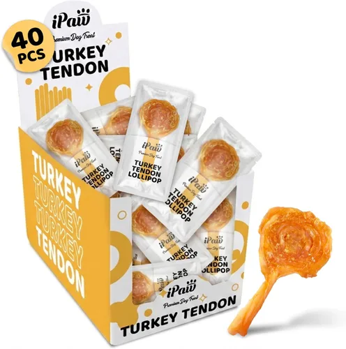 Vista 12 de iPaw - Tendón de pavo para perros, masticable natural de grado humano para cachorros, hueso 4 Pcs/Pack (Small), Single Protein, Hypoallergenic