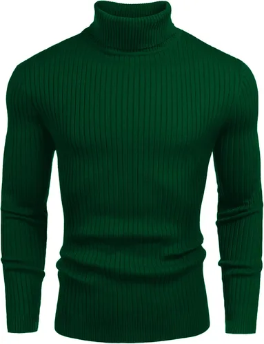 Vista 16 de Amussiar Men's Turtleneck Sweater Slim Fit Cotton Knitted Pullover Sweater Casual Lightweight Long Sleeve Top Beige
