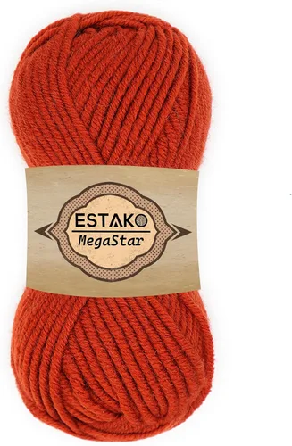 Vista 8 de Estako Megastar, 3.52 Oz (100g) de hilo de acrílico 75% y lana 25%, suave, peso grueso voluminoso #5 para crochet y tejer 120 yardas (110m)