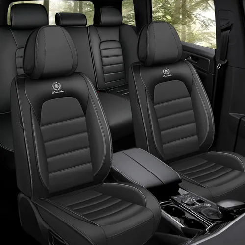 Vista 19 de Funda de asiento para Nissan Murano 2003-2026, protector de asiento de cuero impermeable compatible con bolsa de aire (par delantero, negro clásico)