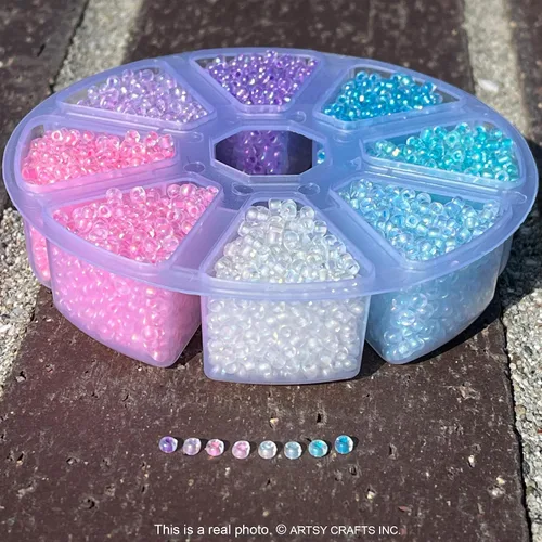 Vista 4 de Artsy Crafts - Cuentas de cristal surtidas de 0.118 pulgadas (0.118 in), 6000 unidades, cuentas espaciadoras de colores de sirena 8/0 que brillan