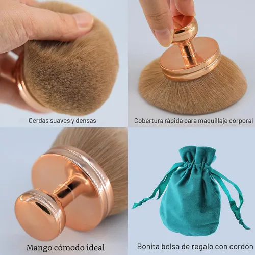Vista 6 de Brocha de maquillaje corporal extra grande para autobronceador, aplicador de espalda autobronceadora, cepillo Kabuki de cabeza ancha de 2.913 in
