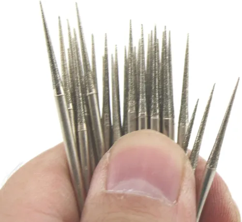 Vista 8 de JINGLING 30 unids 0.126 in punta cónico diamante pulido bit 1/8 "cono rebabas rotativas para Dremel