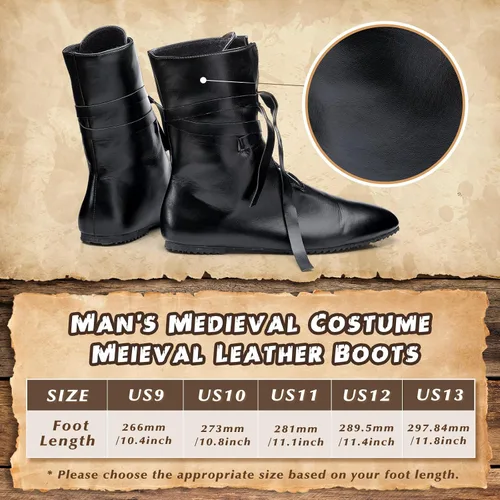 Vista 2 de Panitay Botas medievales de Halloween para hombre, zapatos renacentistas para festivales, botas de cuero vikingas, antideslizantes, zapatos atados
