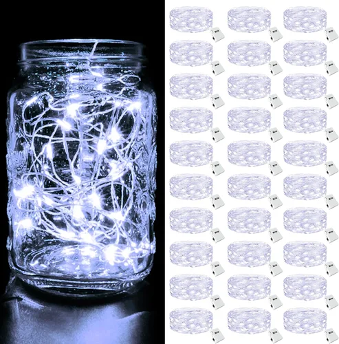 Vista 21 de btfarm - Paquete de 6 luces de hadas con pilas, luces parpadeantes con 3 modos