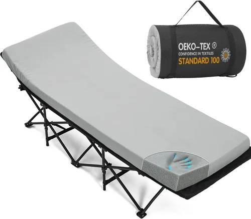 Vista 10 de CYMULA Colchón para Catre de Campamento de 2 pulgadas, Almohadilla para Dormir de Espuma Viscoelástica, Suave, Cálido, Antideslizante, Cubrecolchón