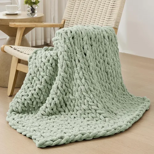 Vista 56 de Bigacogo - Cobija de punto grueso de 40 x 40 pulgadas, de felpilla, 100% tejida a mano, cobija pequeña de punto trenzado suave y grueso, con nudo