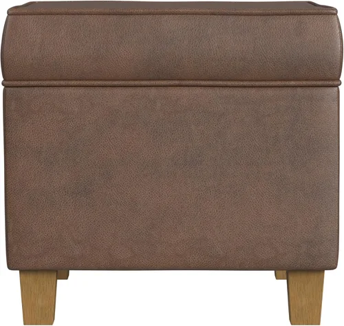 Vista 16 de HomePop Otomana Clásica Cuadrada de Almacenamiento con Tapa Desmontable Otomana con Almacenamiento para Sala de Estar y Dormitorio, Patrón de Negro