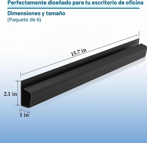 Vista 5 de Paquete de 6 organizadores de cables de canal J para escritorio, organizador de cables adhesivo