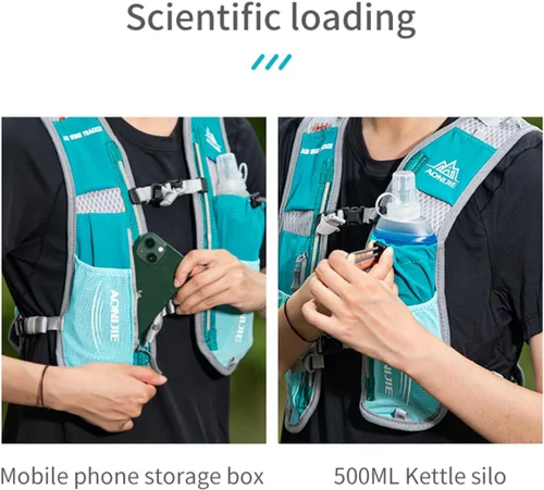 Vista 7 de Mochila ligera para correr de 5L, deportes al aire libre, carreras de senderos, maratón, senderismo, fitness, bolsa de hidratación, paquete