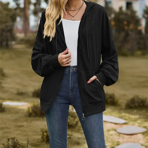 Vista 5 de ONDIAN Women's Oversized Zip Up Hoodies Long Sleeve Waffle Knit Casual Jackets Outerwear Fall Clothes Jacket Shirts Shacket
