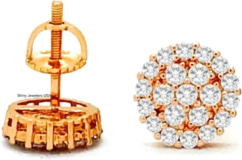 Vista 5 de Aretes de plata helada, oro rosa, negro o dorado, circonita cúbica, hip-hop CZ