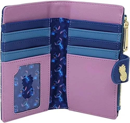 Vista 3 de Loungefly Cartera de cuero sintético Disney Stitch Wallet Snap Flap Clutch, Varios