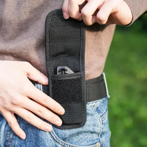 Vista 5 de Funda para cuchillo para cinturón, soporte táctico para cuchillo de bolsillo, bolsa de cinturón vertical u horizontal para cuchillo al aire libre