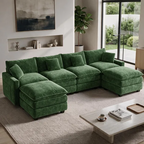 Vista 47 de Cloud Couch Sectional, L Shaped Modular Sofa with Movable Ottoman Negro