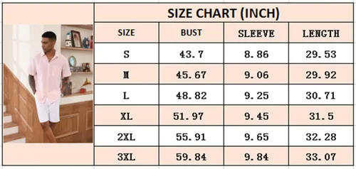 Vista 6 de Camisas casuales de lino con botones y manga corta a rayas para hombre