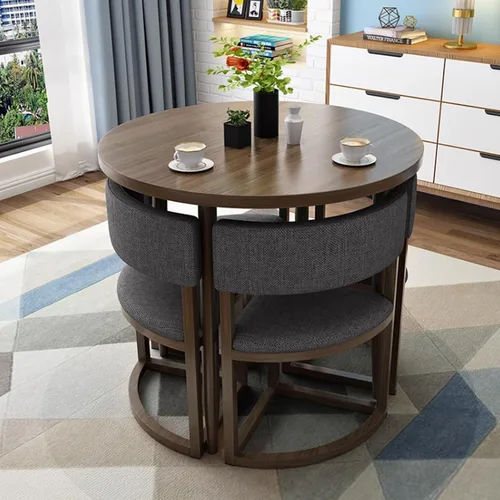 Vista 9 de YVYKFZD Round Conference Table, Small Office Reception Room Club Table, Business Conference Room Table and Chair, Simple Kitchen Dining Table Set