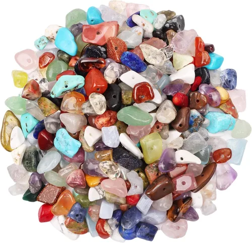 Vista 23 de 500 cuentas de piedra natural con virutas naturales, citrino de 0.317 a 0.315 pulgadas, piedras preciosas irregulares de cristal curativo, cuentas