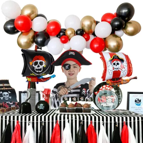 Vista 5 de Disfraz de pirata para niños con sombrero, parche en el ojo, Cutlass