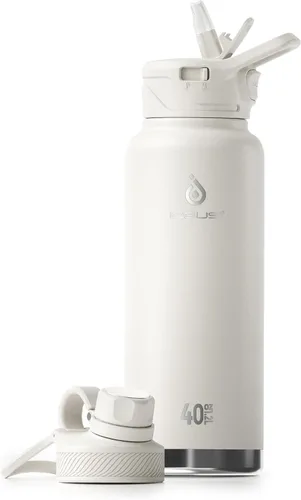 Vista 16 de IDEUS Botella de agua aislada de 12 onzas, botella de agua aislada de acero inoxidable para la escuela, botellas aisladas con pajitas a prueba