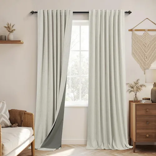Vista 50 de KOUFALL - Cortinas de medio estilo francés de lino para ventana, juego de 2 cortinas cortas de 40 pulgadas de longitud, para privacidad, cortinas