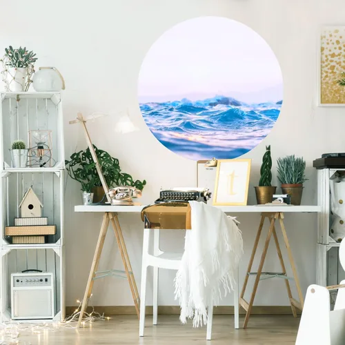 Vista 2 de Pastel el mar escena – Mural Geométrico Ocean calcomanía de pared por