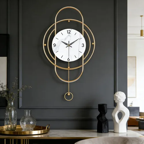 Vista 8 de SIN&MI Relojes de pared decorativos para sala de estar, grandes relojes de metal modernos que funcionan con pilas, arte de pared para el hogar