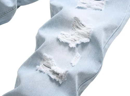 Vista 4 de Jeans elásticos ajustados para hombre con pantalones regulares elásticos rasgados