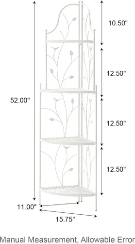 Vista 4 de Glitzhome Estante de metal blanco de 52 pulgadas de alto con 4 niveles para interior y exterior, jardín, granja