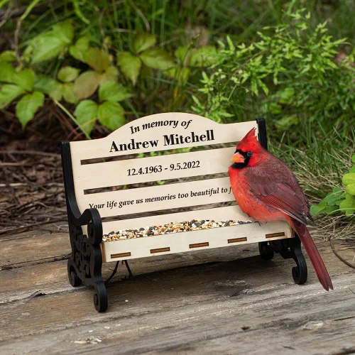 Vista 3 de Comedero de pájaros personalizado para patio exterior, regalo conmemorativo personalizado de condolencias, regalo de condolencia, regalo de funeral